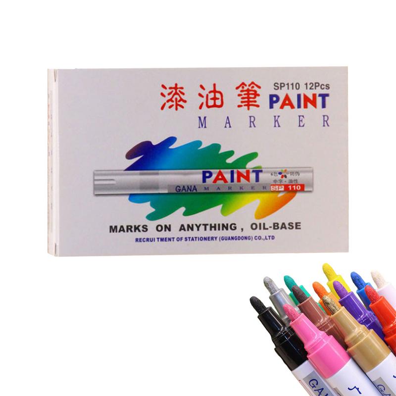 Acrylic Paint Pens 12 Pieces Acrylic Paint Markers Pens Multi-color Marker Pens For Children Adult Photo Album DIY Craft School